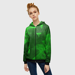 Толстовка на молнии женская The Last Of Us - green gradient вертикально, цвет: 3D-черный — фото 2