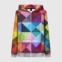 Толстовка на молнии женская Цветные квадраты, цвет: 3D-меланж