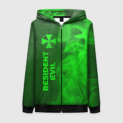 Толстовка на молнии женская Resident Evil - green gradient по-вертикали, цвет: 3D-черный