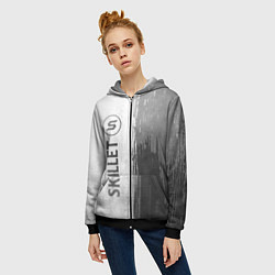 Толстовка на молнии женская Skillet - white gradient по-вертикали, цвет: 3D-черный — фото 2