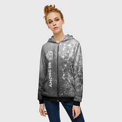 Толстовка на молнии женская Among Us - grey gradient по-вертикали, цвет: 3D-черный — фото 2