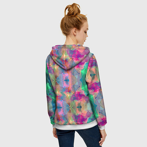 Женская толстовка на молнии Яркие абстрактные разводы акварели / 3D-Белый – фото 4