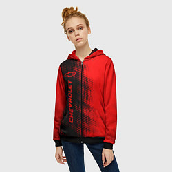 Толстовка на молнии женская Chevrolet - red gradient по-вертикали, цвет: 3D-черный — фото 2