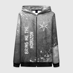 Женская толстовка на молнии Bring Me the Horizon - grey gradient вертикально