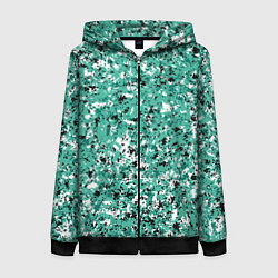 Женская толстовка на молнии Бирюзовый с чёрно-белыми пятнами