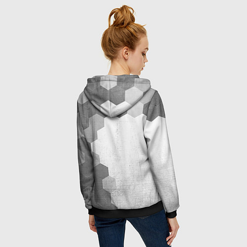 Женская толстовка на молнии Mercedes - white gradient по-вертикали / 3D-Черный – фото 4