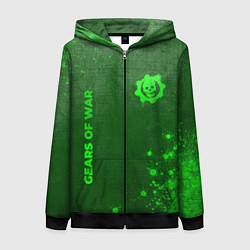Женская толстовка на молнии Gears of War - green gradient вертикально