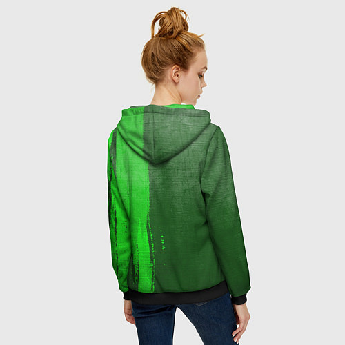 Женская толстовка на молнии Audi - green gradient по-вертикали / 3D-Черный – фото 4