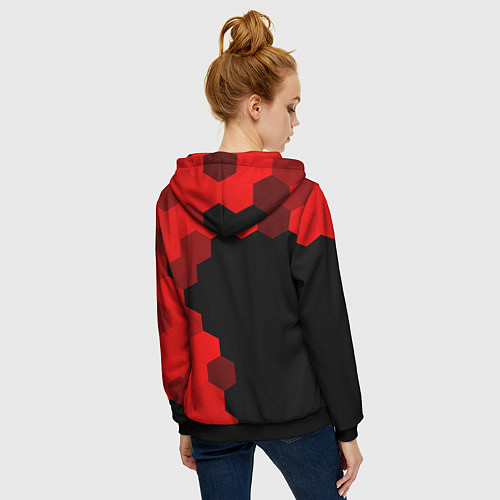 Женская толстовка на молнии Forza Horizon - red gradient по-вертикали / 3D-Черный – фото 4