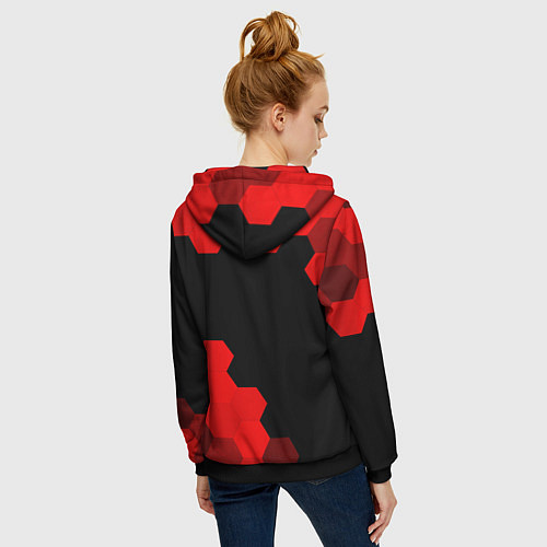 Женская толстовка на молнии Among Us - red gradient вертикально / 3D-Черный – фото 4