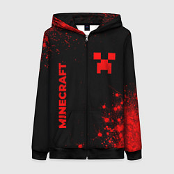 Толстовка на молнии женская Minecraft - red gradient вертикально, цвет: 3D-черный