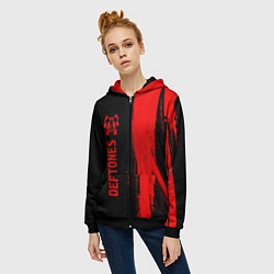 Толстовка на молнии женская Deftones - red gradient по-вертикали, цвет: 3D-черный — фото 2