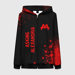 Толстовка на молнии женская Asking Alexandria - red gradient вертикально, цвет: 3D-черный