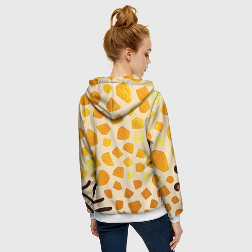 Женская толстовка на молнии Золотистые пятна жирафа / 3D-Белый – фото 4