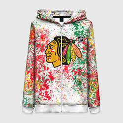 Толстовка на молнии женская Chicago Blackhawks NHL white, цвет: 3D-белый