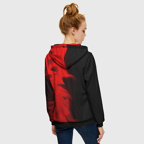 Женская толстовка на молнии Sally Face - red gradient по-вертикали / 3D-Черный – фото 4