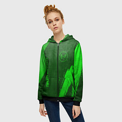 Толстовка на молнии женская Twenty One Pilots - green gradient вертикально, цвет: 3D-черный — фото 2