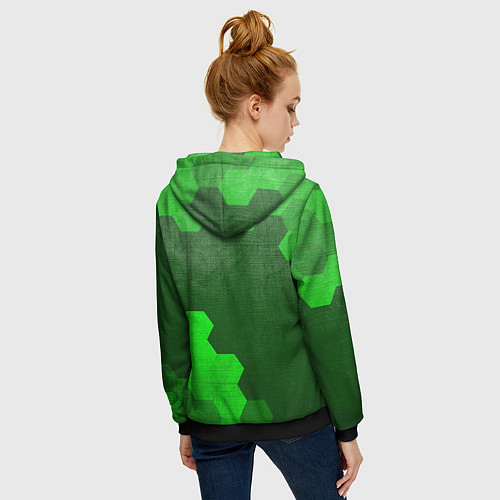Женская толстовка на молнии No Mans Sky - green gradient вертикально / 3D-Черный – фото 4