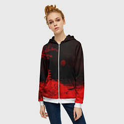 Толстовка на молнии женская Башня в красной сепии, цвет: 3D-белый — фото 2