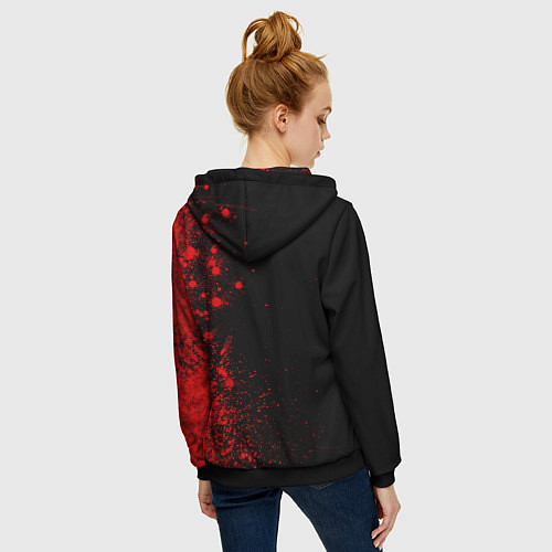 Женская толстовка на молнии Nirvana - red gradient по-вертикали / 3D-Черный – фото 4