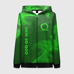 Толстовка на молнии женская God of War - green gradient вертикально, цвет: 3D-черный