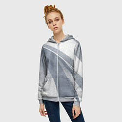 Толстовка на молнии женская Светлый серо-голубой текстурированный с полосой, цвет: 3D-меланж — фото 2
