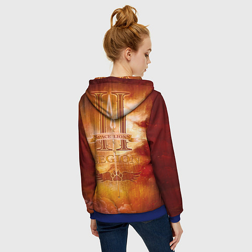 Женская толстовка на молнии Кот примарх / 3D-Синий – фото 4