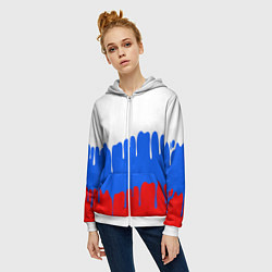 Толстовка на молнии женская Патриот - флаг, цвет: 3D-белый — фото 2