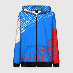 Толстовка на молнии женская Патриот - флаг, цвет: 3D-черный