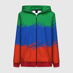 Толстовка на молнии женская Дагестанские цвета, цвет: 3D-красный