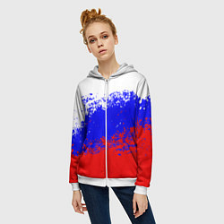 Толстовка на молнии женская Патриот - флаг, цвет: 3D-белый — фото 2
