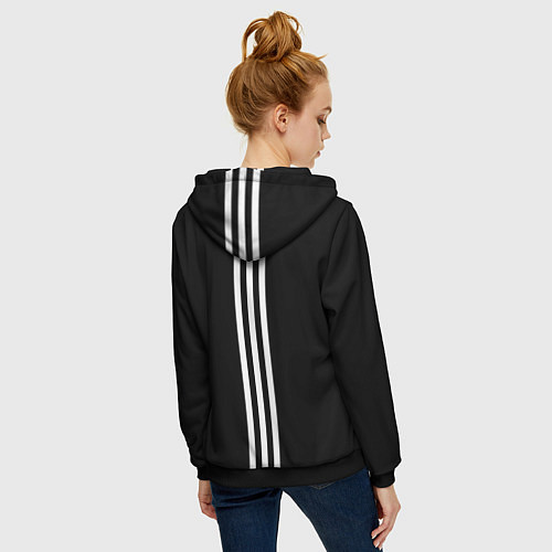 Женская толстовка на молнии Россия три полоски / 3D-Черный – фото 4