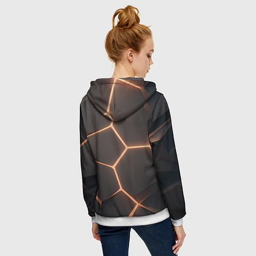Женская толстовка на молнии Серая текстура из сот / 3D-Белый – фото 4