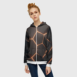 Толстовка на молнии женская Серая текстура из сот, цвет: 3D-белый — фото 2