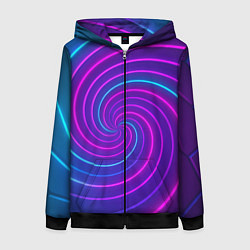 Толстовка на молнии женская Сине-фиолетовая спираль, цвет: 3D-черный