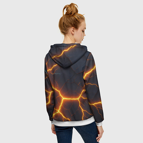 Женская толстовка на молнии Молнии и черные объемные плиты / 3D-Белый – фото 4