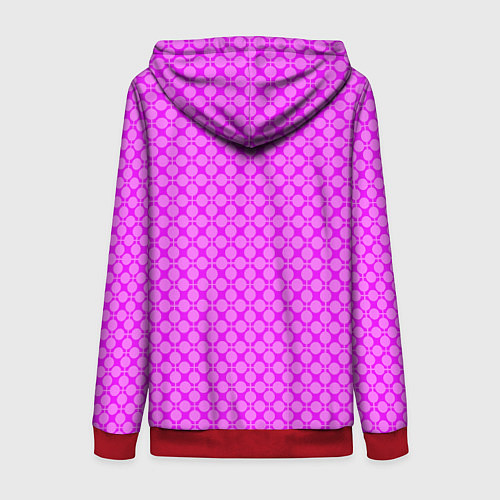 Женская толстовка на молнии Неоновый малиновый розовый узор в горошек / 3D-Красный – фото 2