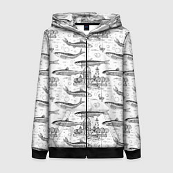 Женская толстовка на молнии Корюшка и рыбалка в Питере паттерн