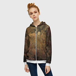 Толстовка на молнии женская Абстракция - dark pink paint spill, цвет: 3D-белый — фото 2