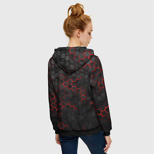 Женская толстовка на молнии Амбрелла - плиты с подсветкой / 3D-Черный – фото 4