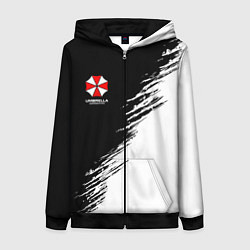 Толстовка на молнии женская Umbrella Corp - black and white, цвет: 3D-черный
