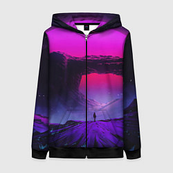 Толстовка на молнии женская A Journey on the planet, цвет: 3D-черный