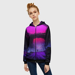 Толстовка на молнии женская A Journey on the planet, цвет: 3D-черный — фото 2