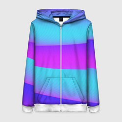 Толстовка на молнии женская Неоновый прилив, цвет: 3D-белый