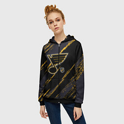Толстовка на молнии женская Сент Луис Блюз - агрессивная текстура, цвет: 3D-черный — фото 2
