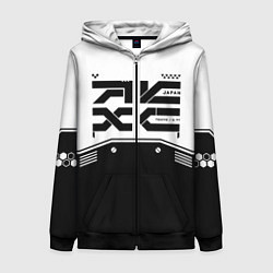 Толстовка на молнии женская Кибер текстура - черно белая, цвет: 3D-черный