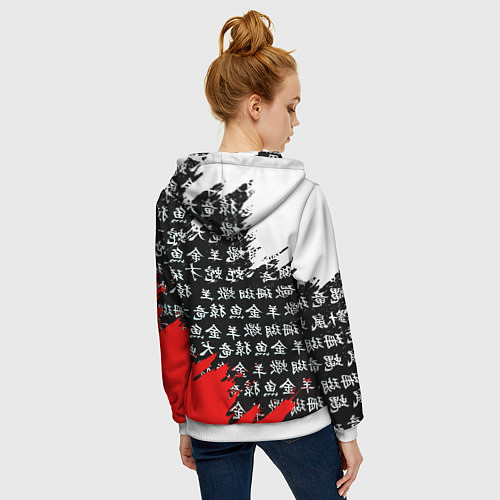 Женская толстовка на молнии Doom dark age japan / 3D-Белый – фото 4