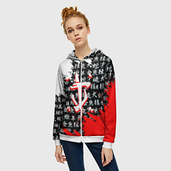 Толстовка на молнии женская Doom dark age japan, цвет: 3D-белый — фото 2