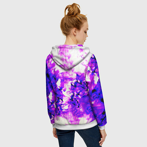 Женская толстовка на молнии Doom неоновый огонь лого / 3D-Белый – фото 4