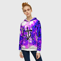 Толстовка на молнии женская Doom неоновый огонь лого, цвет: 3D-белый — фото 2